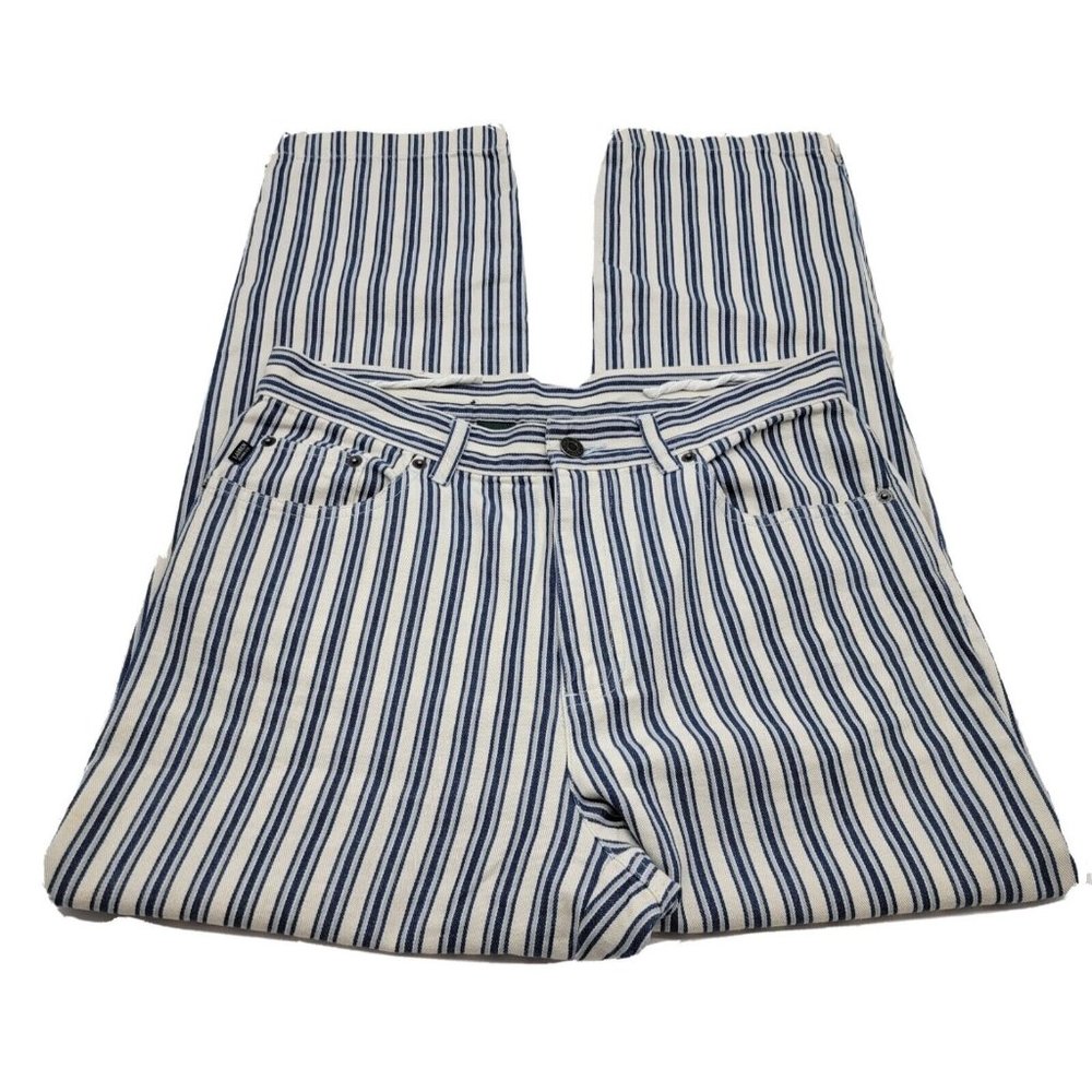 Vintage Lauren Jeans Co. Ralph Lauren White Blue Striped Jeans Size 8